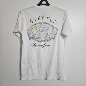 Lauren James Stay Fly Kite Graphic T Shirt Front Pocket Size XS soft cotton top